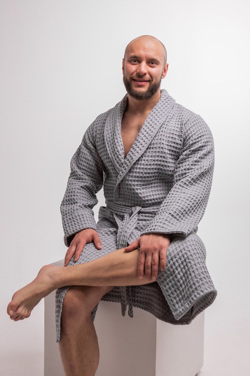 снимок Халат вафельный PandaHug Оrlando серый от магазина BIO-TEXTILES ОПТ