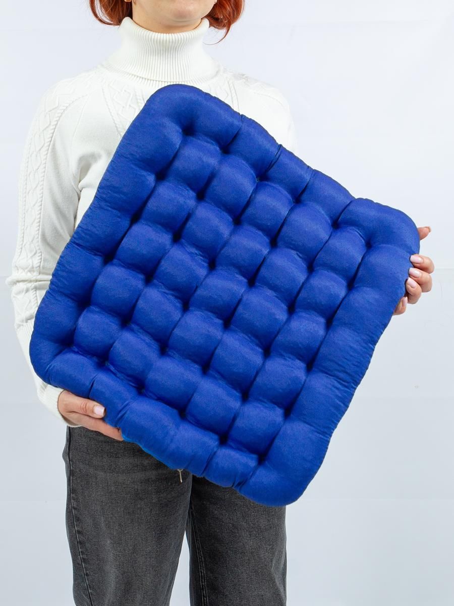 снимок Био-подушка на стул с лузгой гречихи синяя 50*45 от магазина BIO-TEXTILES ОПТ