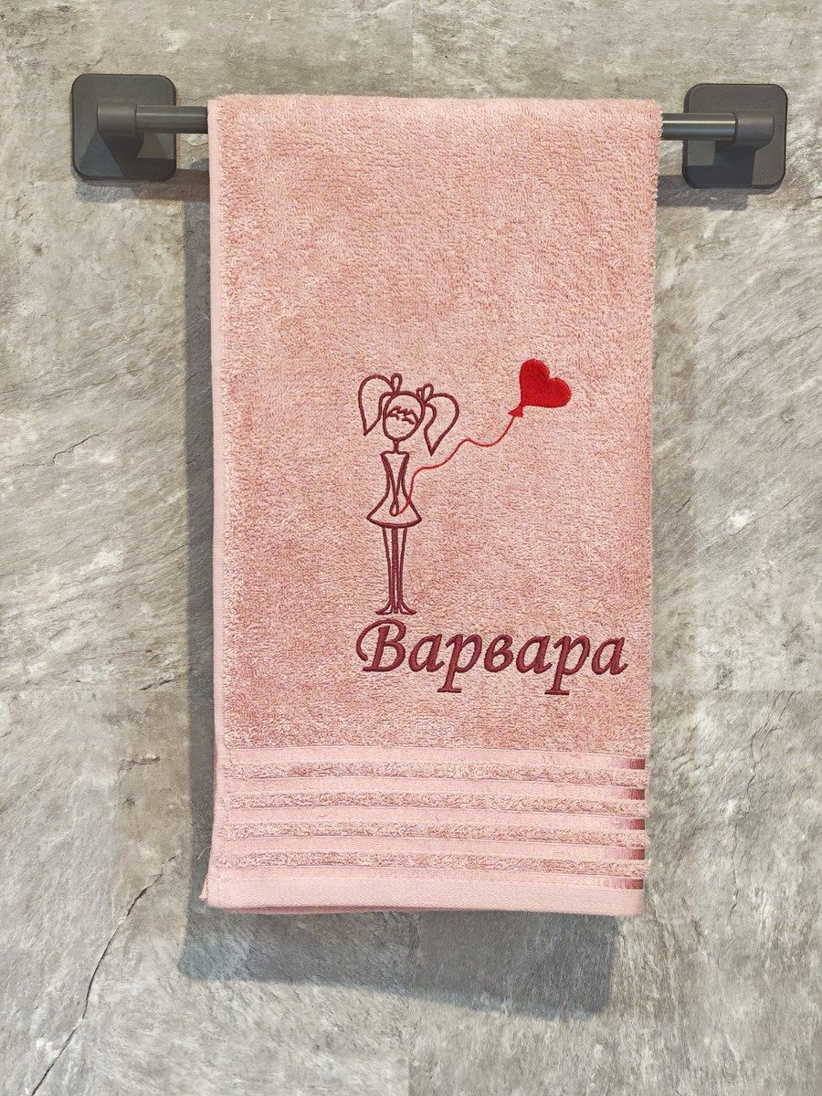 снимок Полотенце с вышивкой 50*90 "Варвара" розовое от магазина BIO-TEXTILES ОПТ