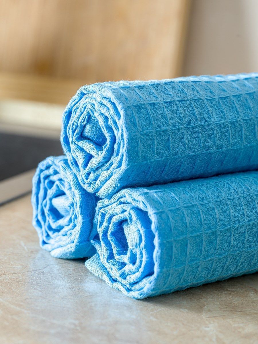 снимок Набор вафельных полотенец 3 шт (30*60) голубые от магазина BIO-TEXTILES ОПТ