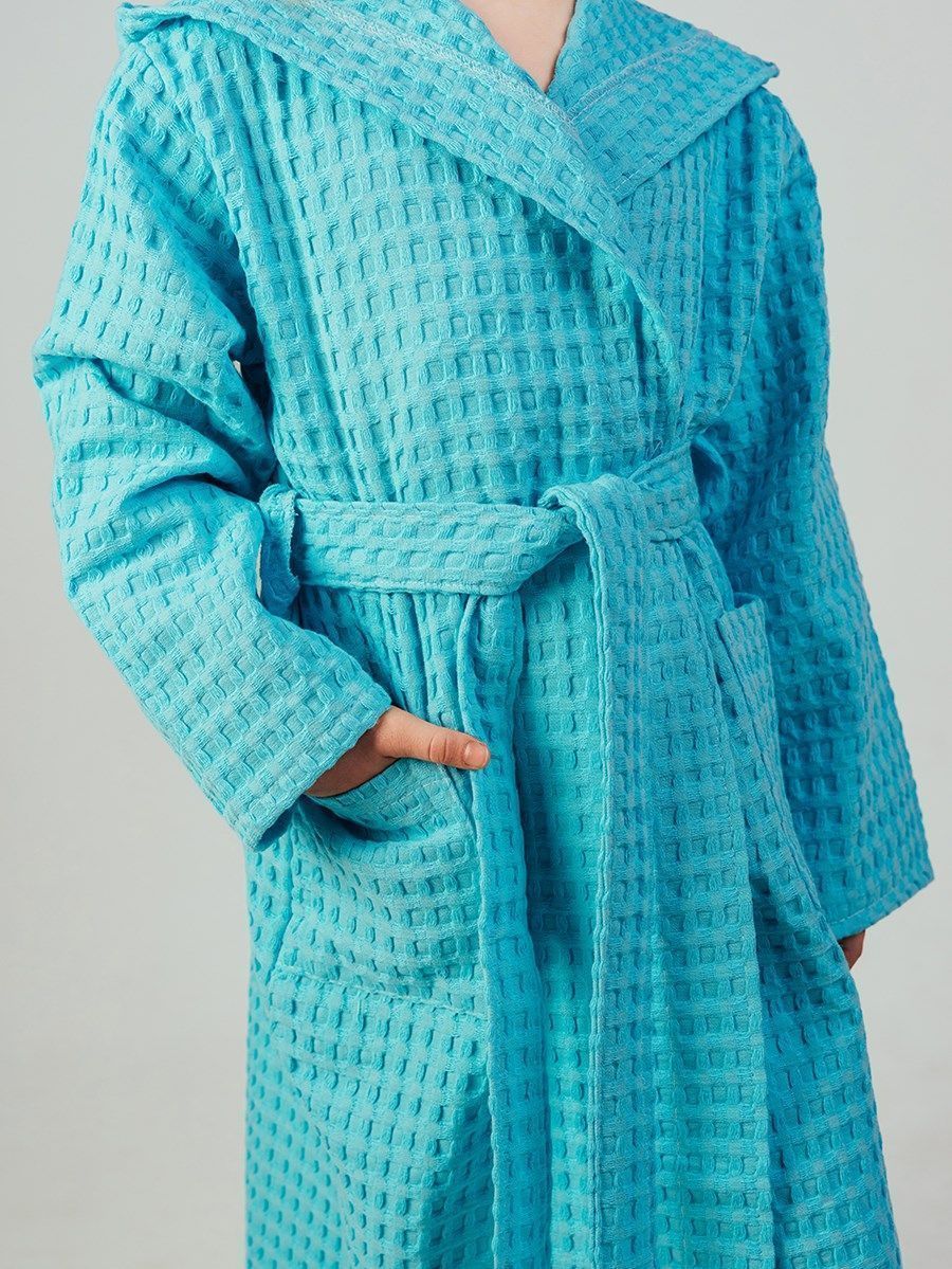 снимок Халат вафельный детский "Комфорт" голубой от магазина BIO-TEXTILES ОПТ