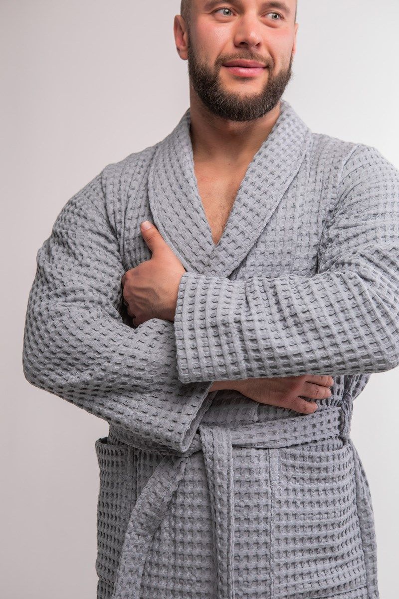 снимок Халат вафельный PandaHug Оrlando серый от магазина BIO-TEXTILES ОПТ