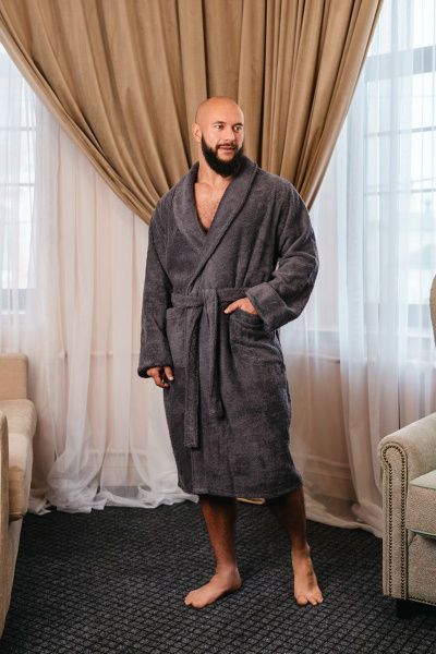 Халат махровый мужской темно-серый